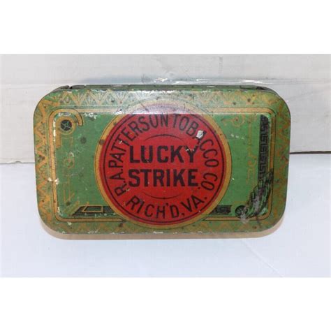 Vintage 1920s Lucky Strike Cigarette Tin Box R A Patterson